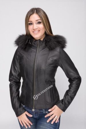 Women’s Leather Jacket Stylish Super Soft with fur