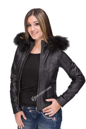 Women’s Leather Jacket Stylish Super Soft with fur
